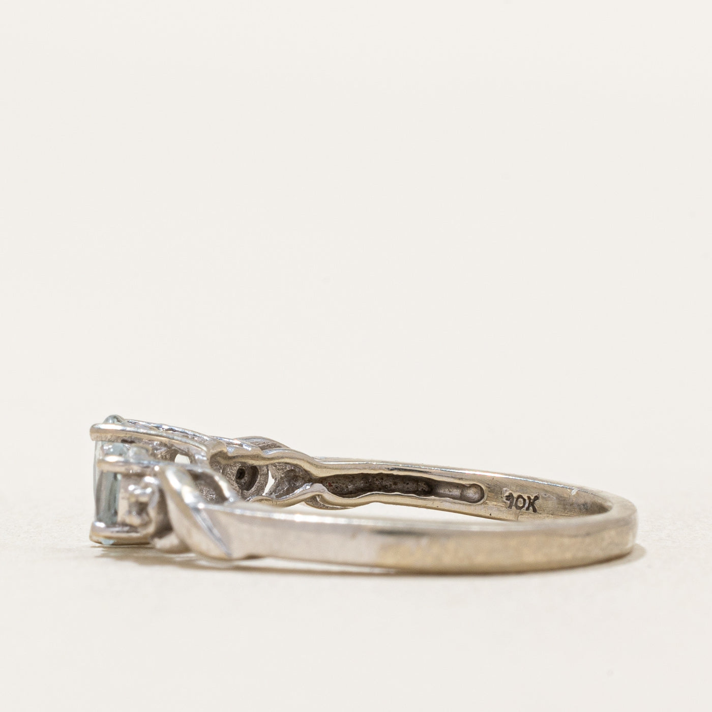 Three Stone Aquamarine & Diamond Ring | 0.44ctw, 0.005ctw | SZ 4.5 |