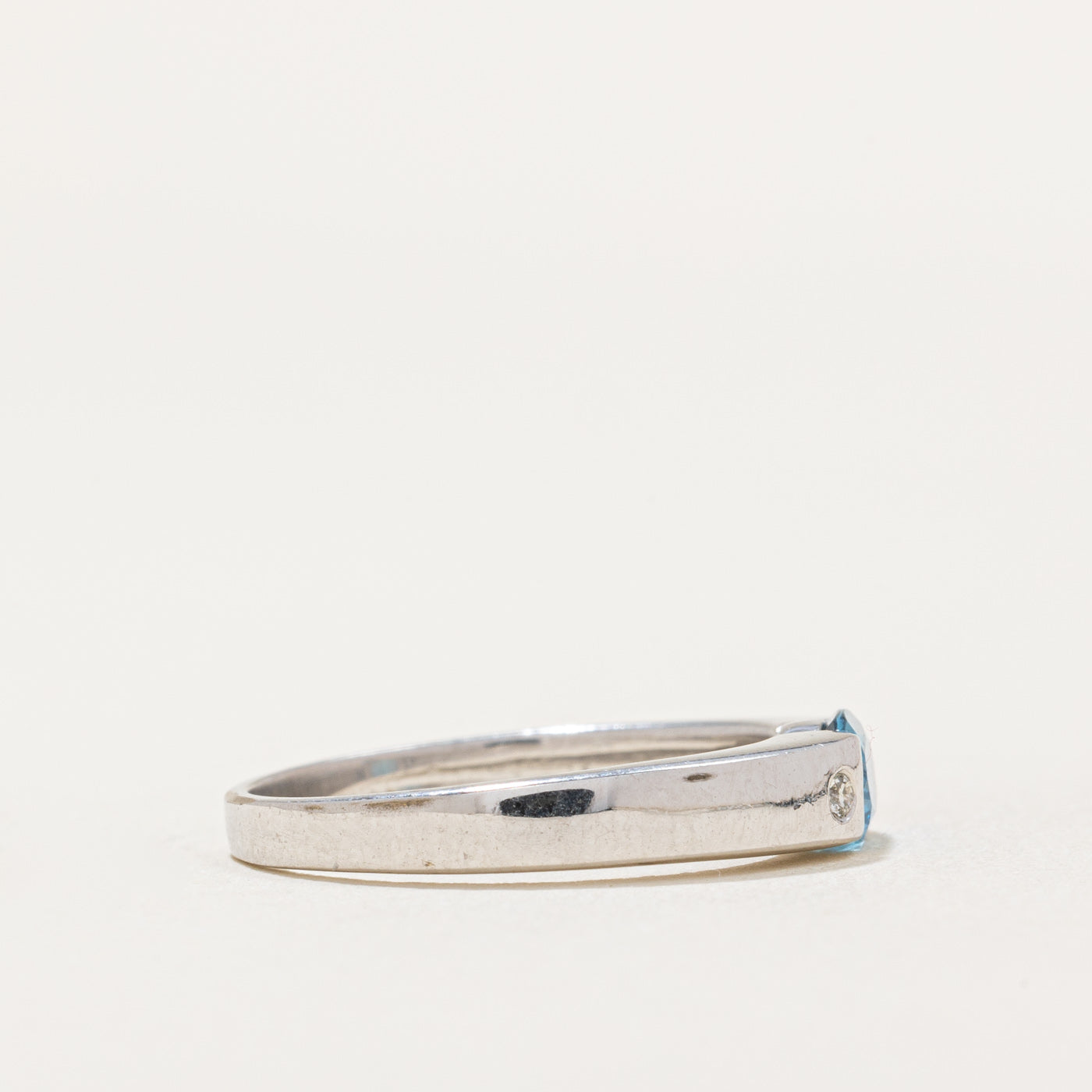 Oval Cut East West Topaz & Diamond Ring | 0.40ct, 0.01ct | SZ 5.25 |