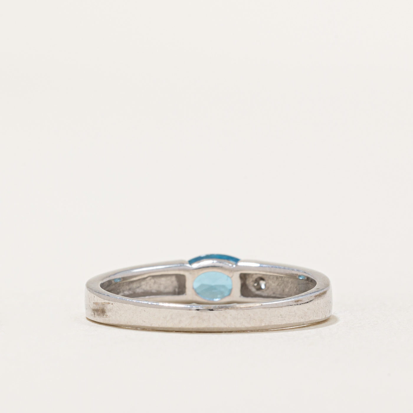 Oval Cut East West Topaz & Diamond Ring | 0.40ct, 0.01ct | SZ 5.25 |