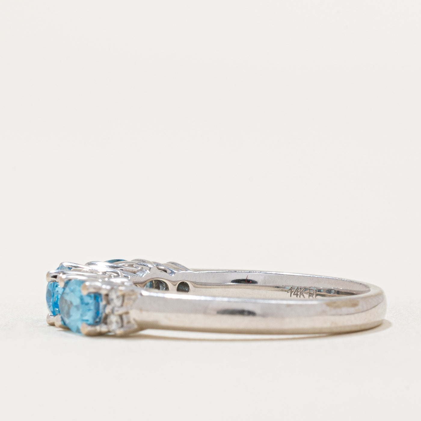 Three Stone Topaz & Diamond Ring | 1.00ctw, 0.05ctw | SZ 7 |