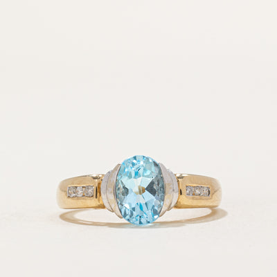 Oval Cut Topaz & Diamond Ring | 1.40ct, 0.06ctw | SZ 6.75 |
