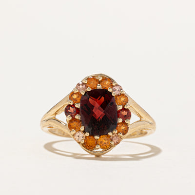 Garnet Halo Open Shank Tapered Ring | 3.20ctw | SZ 10