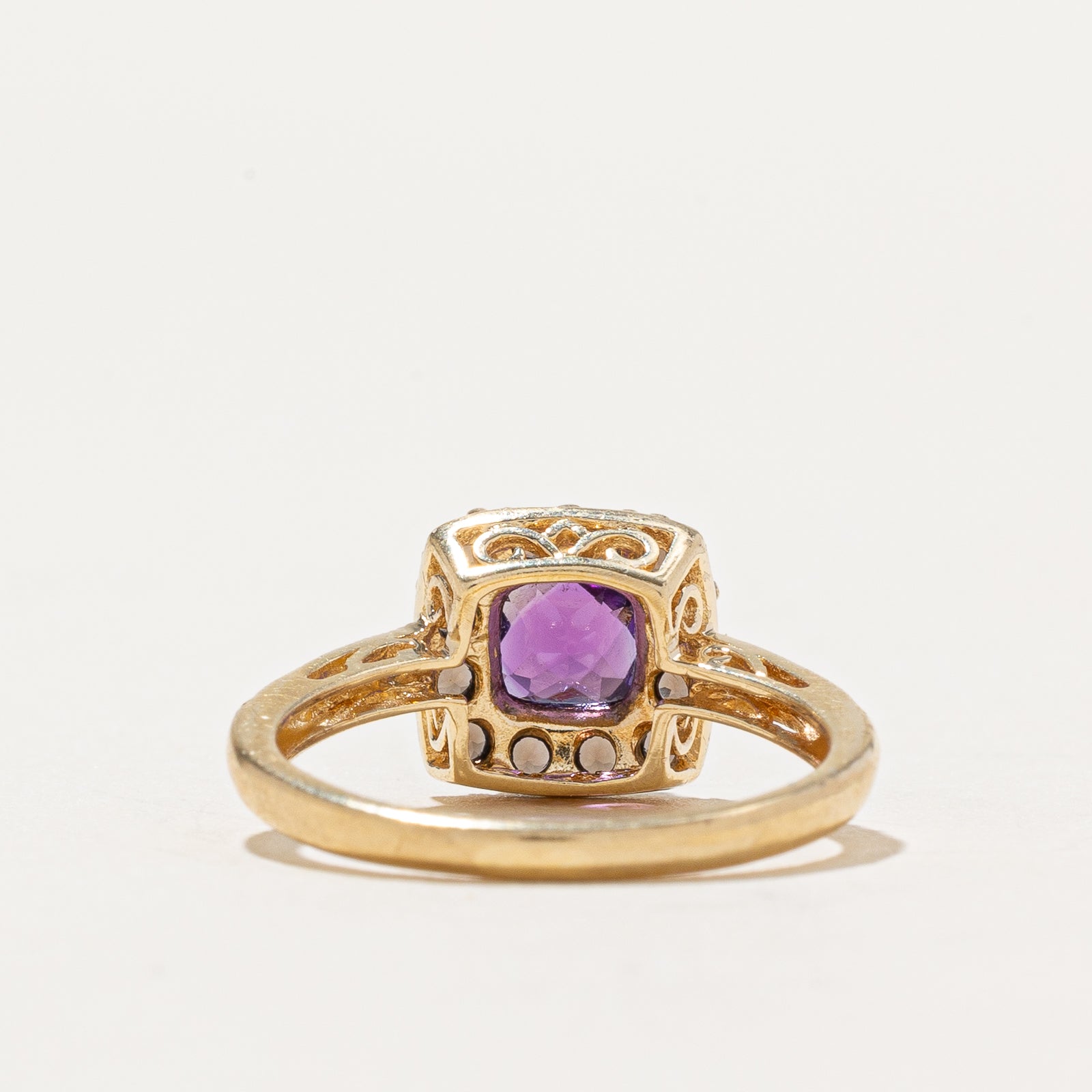 Amethyst & Smokey Quartz Halo Ring | 0.69ctw, 0.01ctw | SZ 5