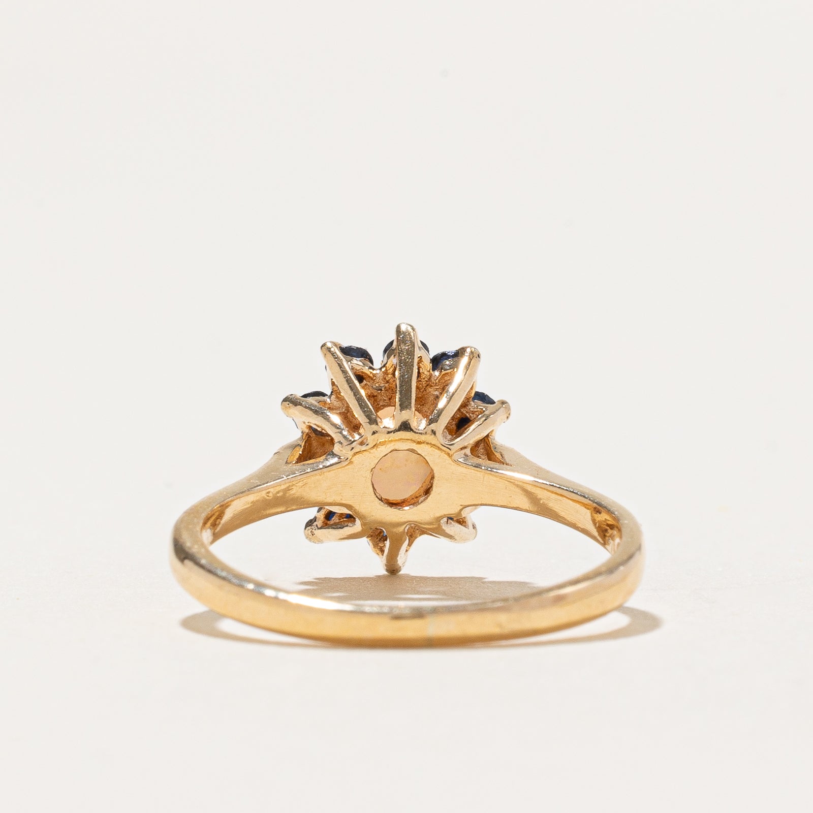 Bague halo opale et saphir | 0,45 ct | Taille 4,75