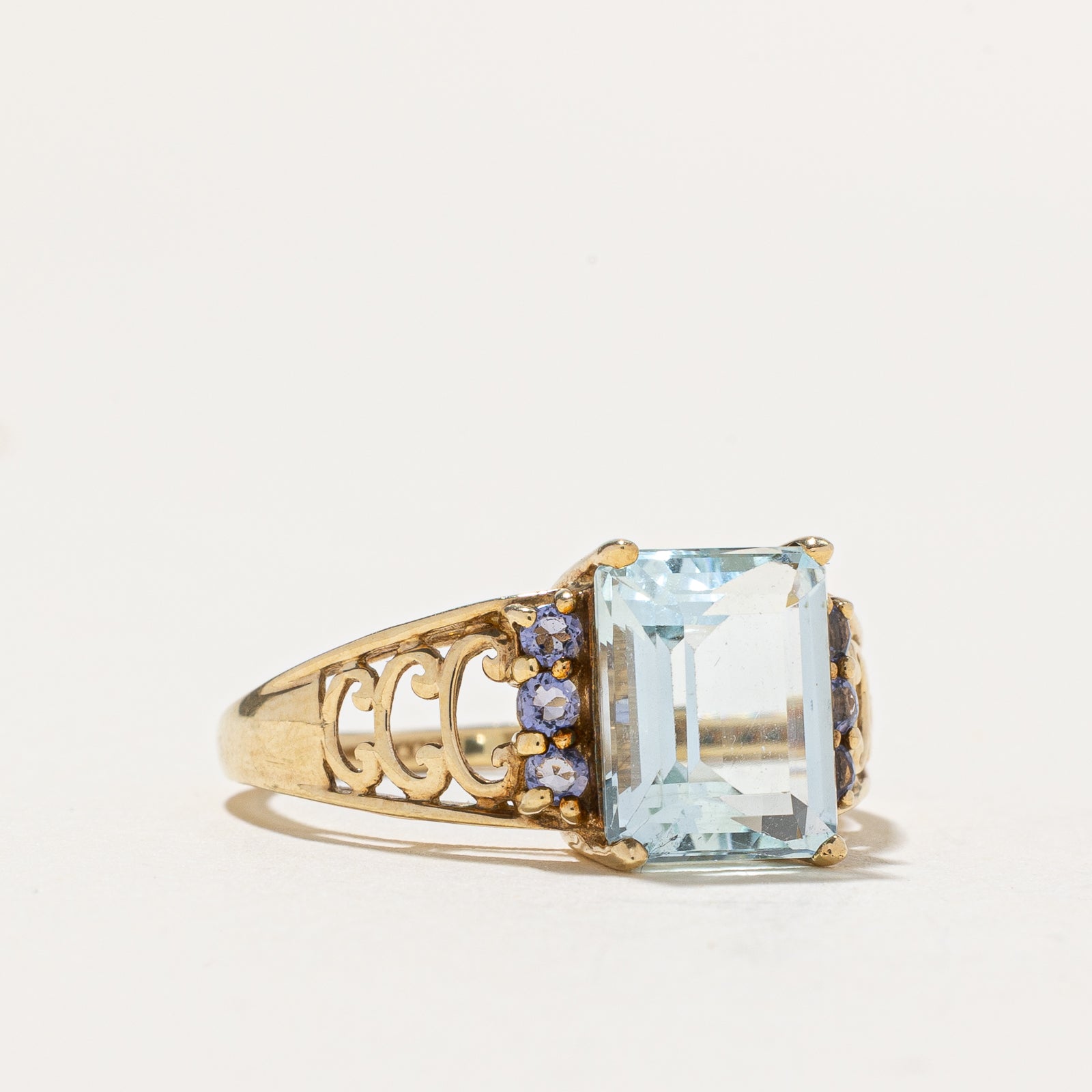 Aquamarine & Tanzanite Cocktail Ring | 3.18ctw | SZ 8
