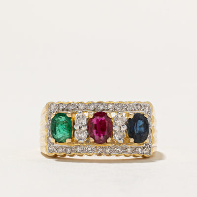 Multi Gemstone & Diamond Ring | 1.20ctw, 0.30ctw | SZ 8.5