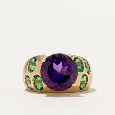 Synthetic Amethyst & Tsavorite Garnet Cocktail Ring | 5.75ctw | SZ 5.75