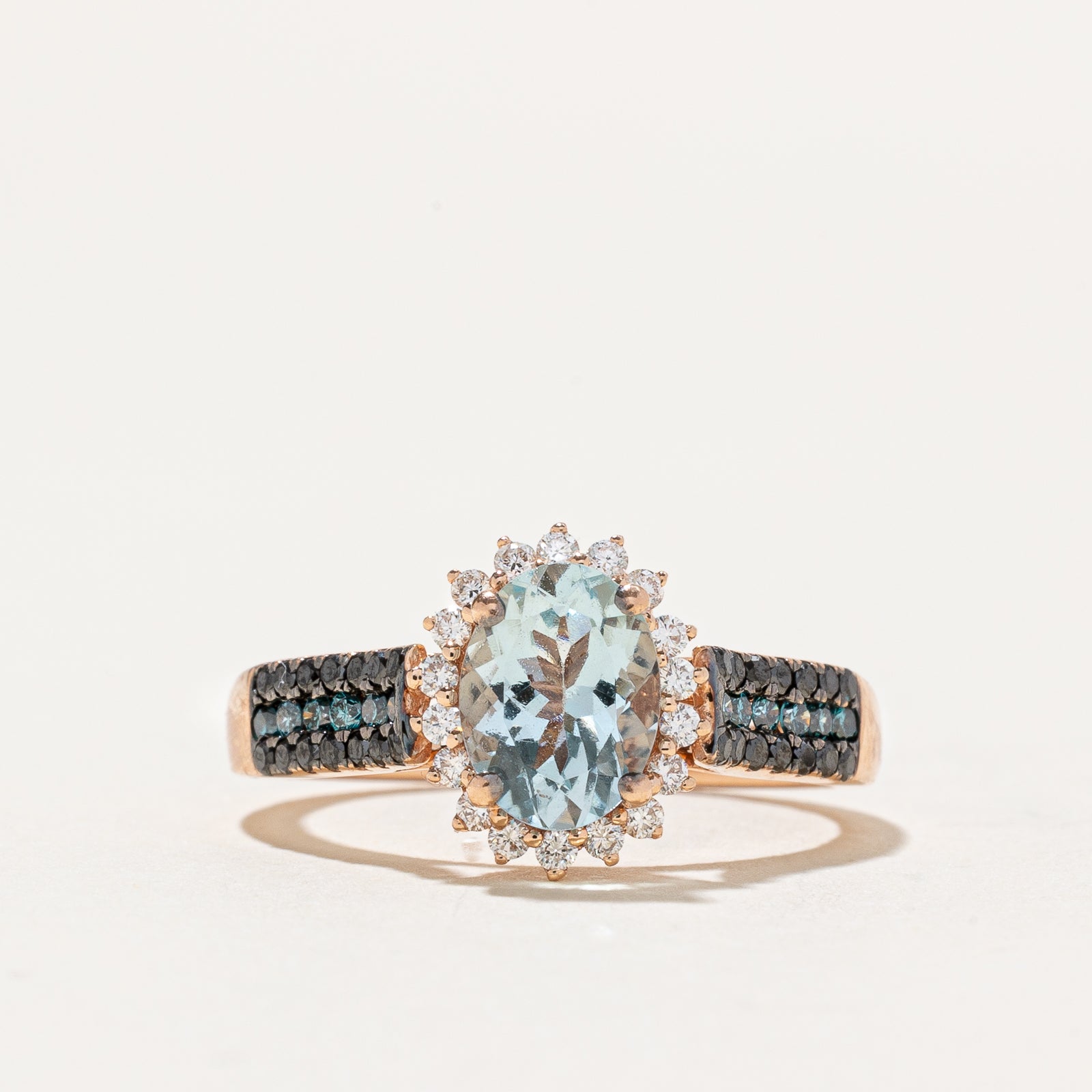 'Le Vian' Halo Aquamarine & Diamond Ring | 1.00ct, 0.54ctw | SZ 6.75