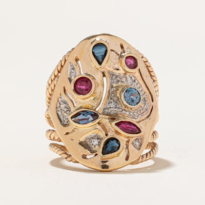 Multi-Gemstone Twisted Cocktail Ring | 0.80ctw | SZ 7