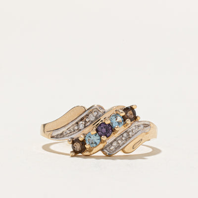 Multi Gemstone Waterfall Bypass Ring 0.25ctw | SZ 7