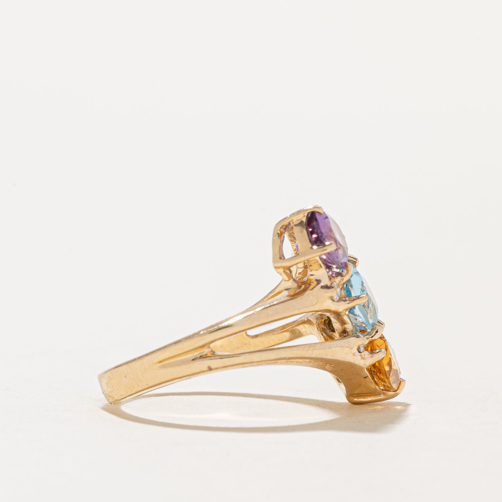 Multi Gemstone & Diamond Bypass Ring | 2.25ctw, 0.06ctw | SZ 6.25