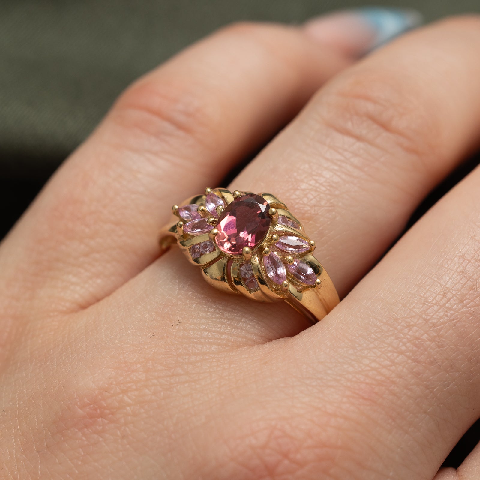 Tourmaline & Pink Sapphire Cocktail Ring | 1.25ctw | SZ 8