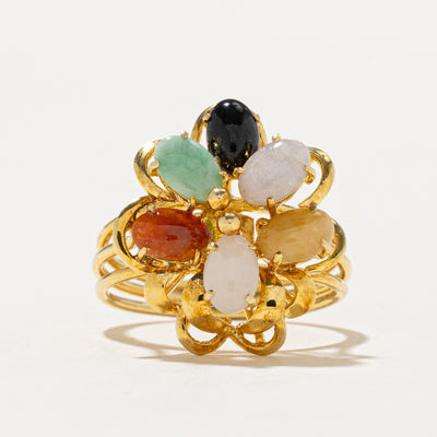 Multi Colour Jade Cocktail Ring 2.45ctw | SZ 7.25