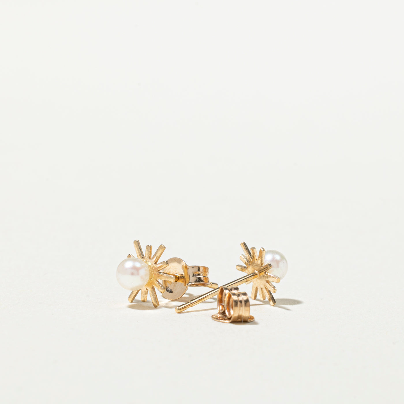 10K Pearl Star Stud Earrings