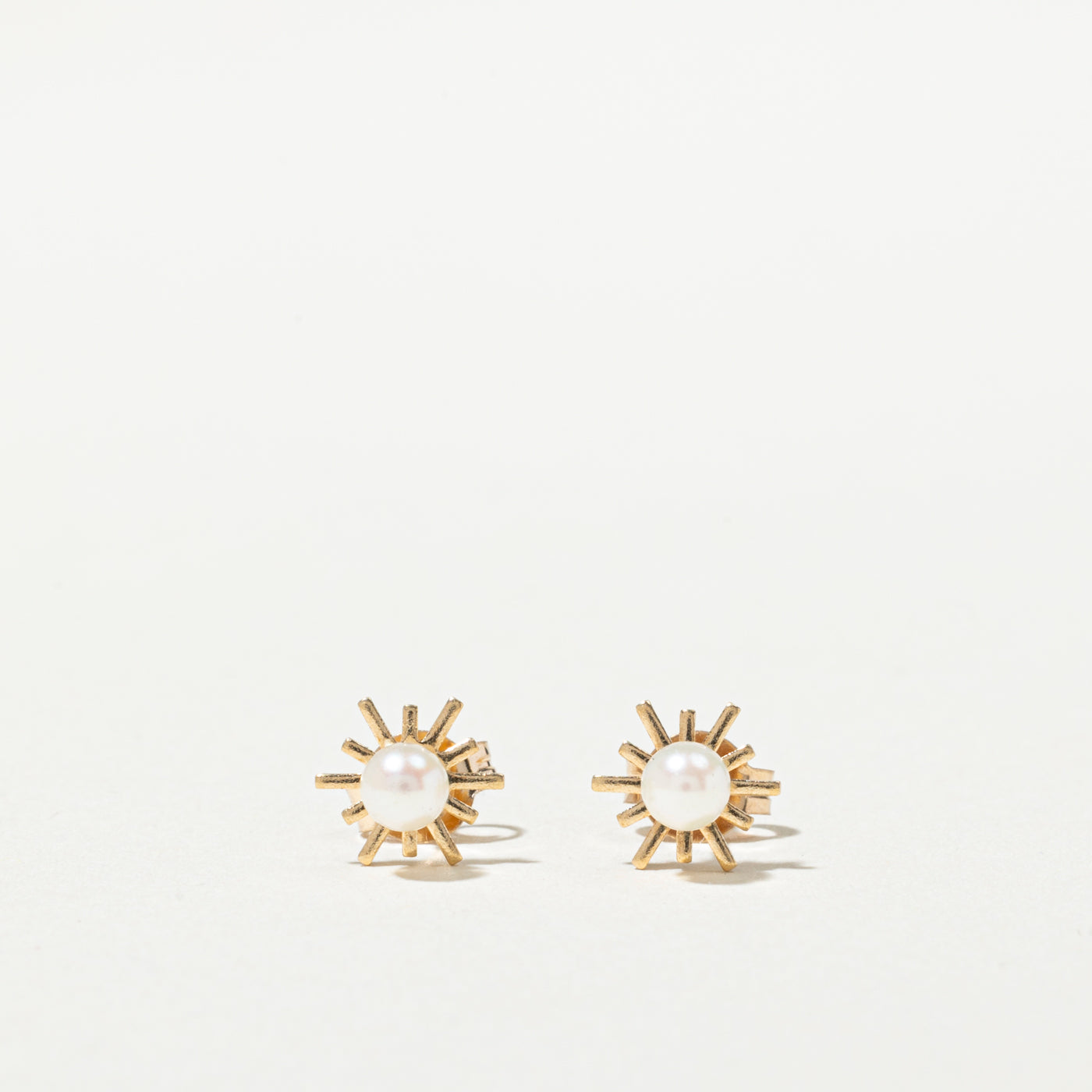 10K Pearl Star Stud Earrings