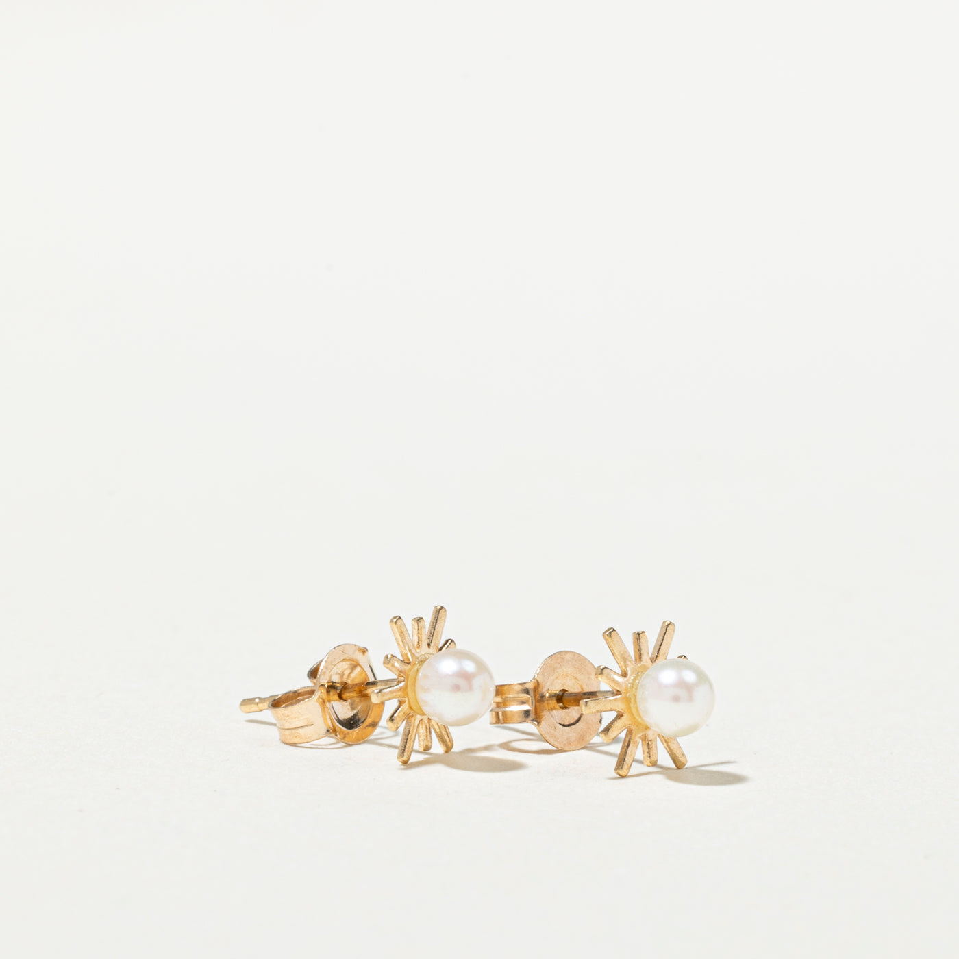 10K Pearl Star Stud Earrings