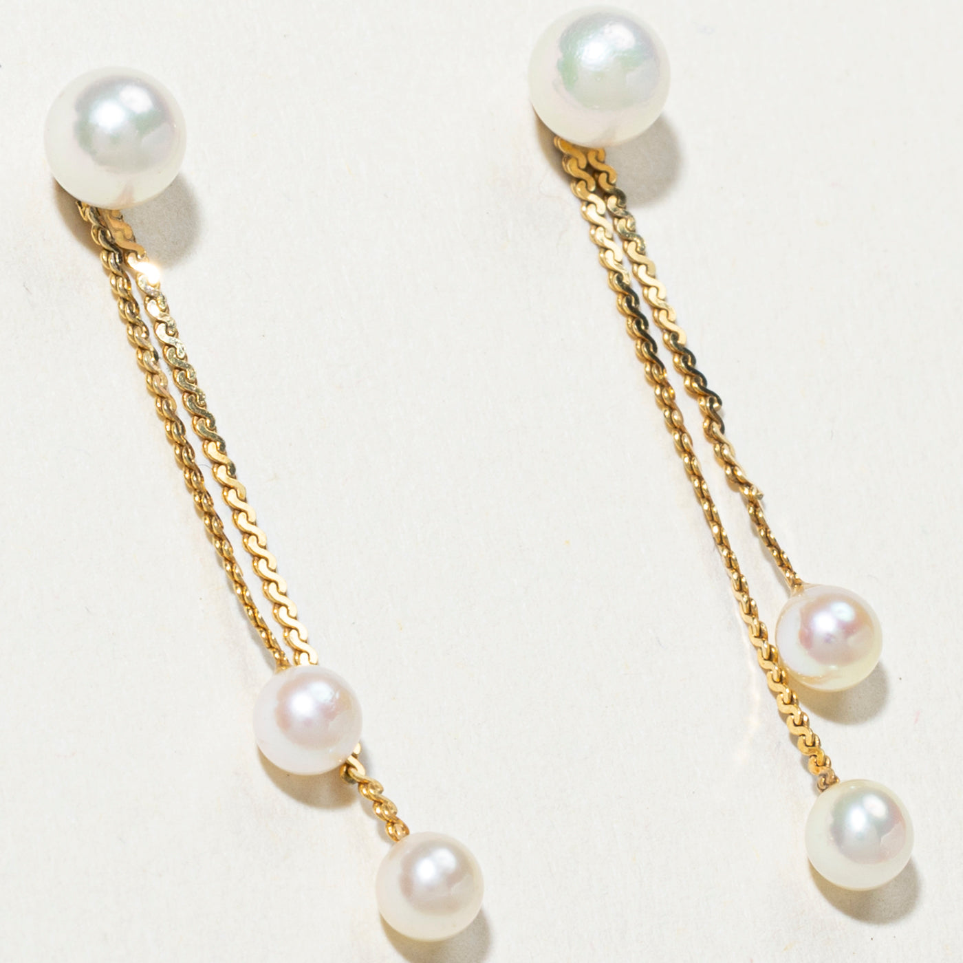 Boucles d'oreilles pendantes en perles 10 carats