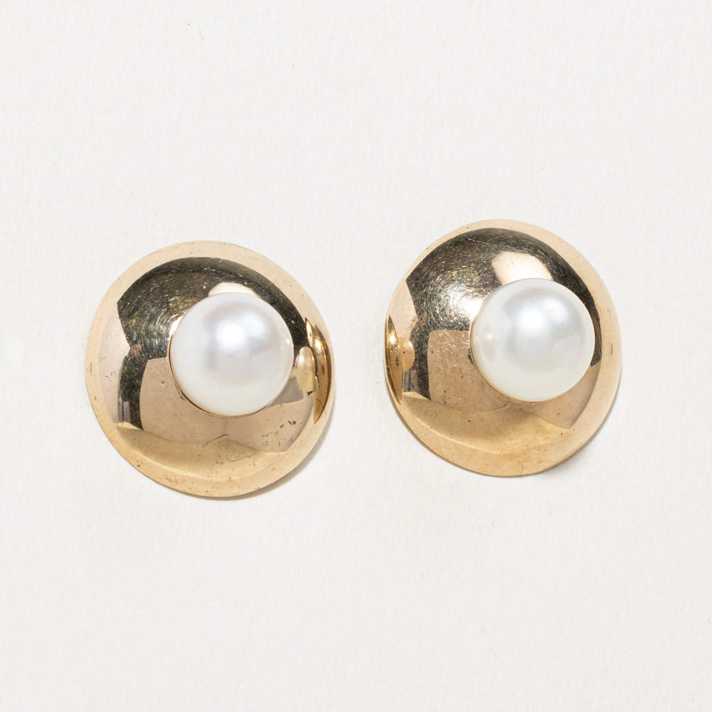 14K Pearl Removable Shield Stud Earrings