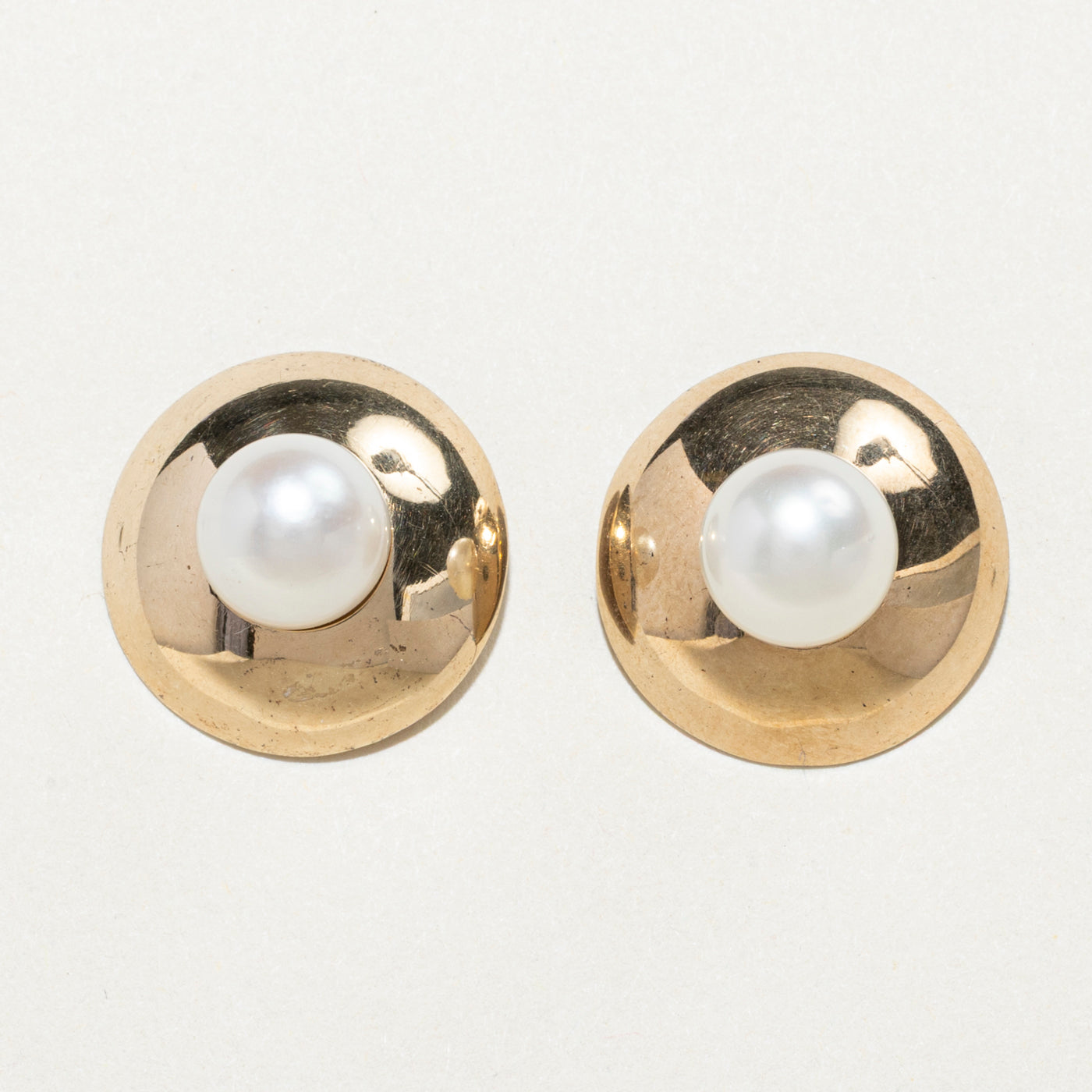 14K Pearl Removable Shield Stud Earrings
