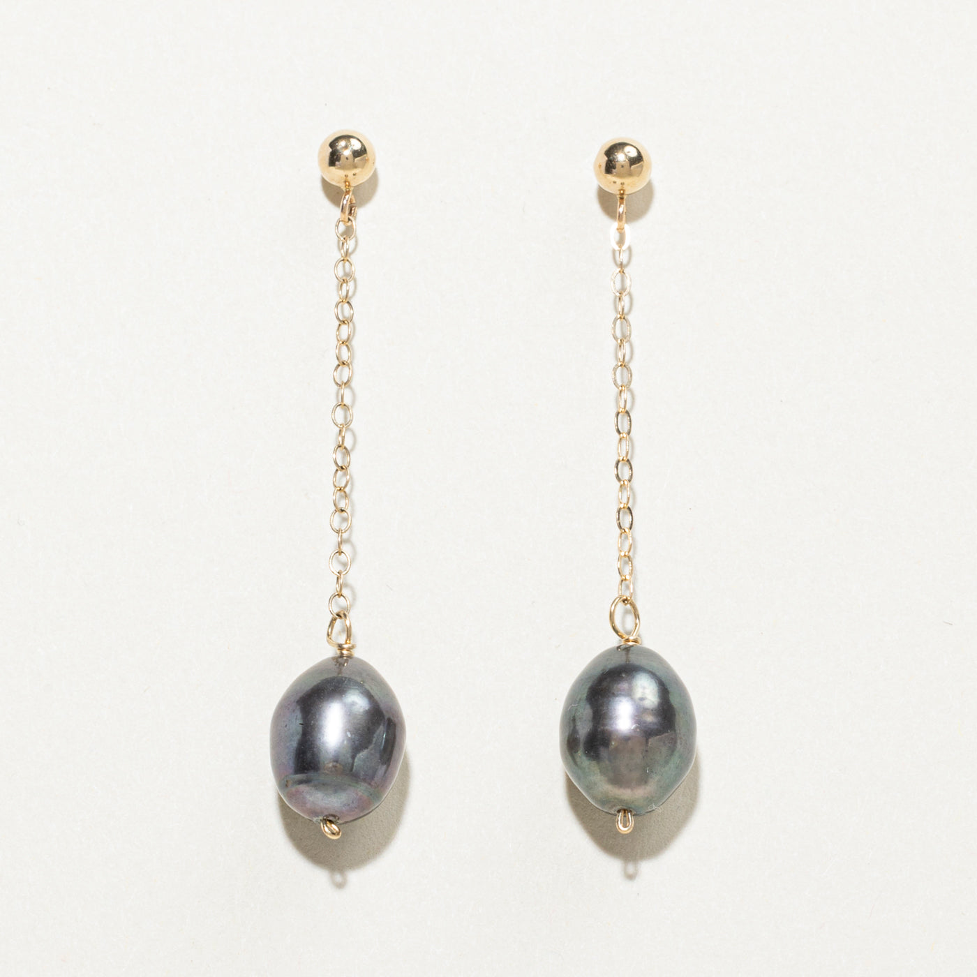 14K Black Pearl Drop Earrings