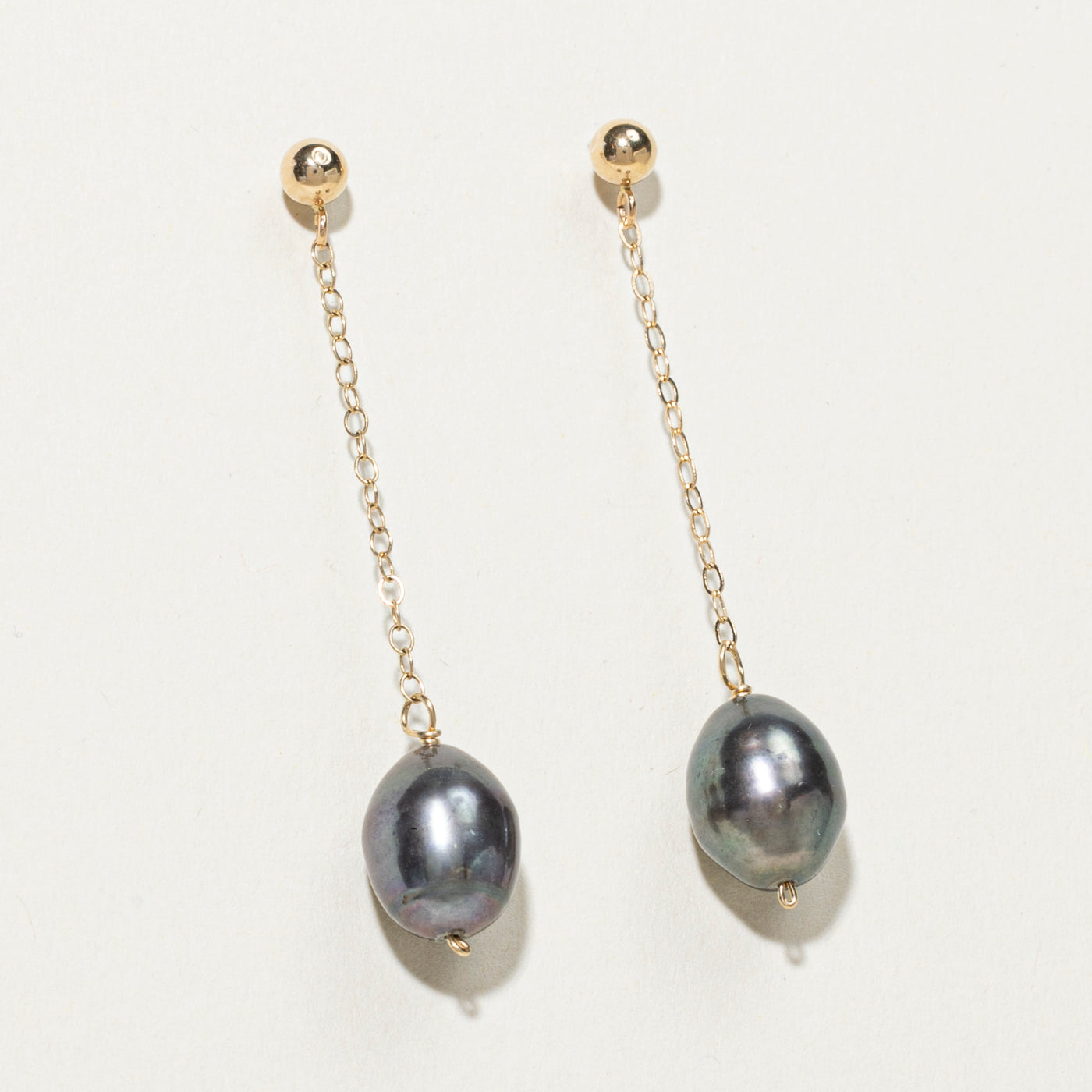 14K Black Pearl Drop Earrings