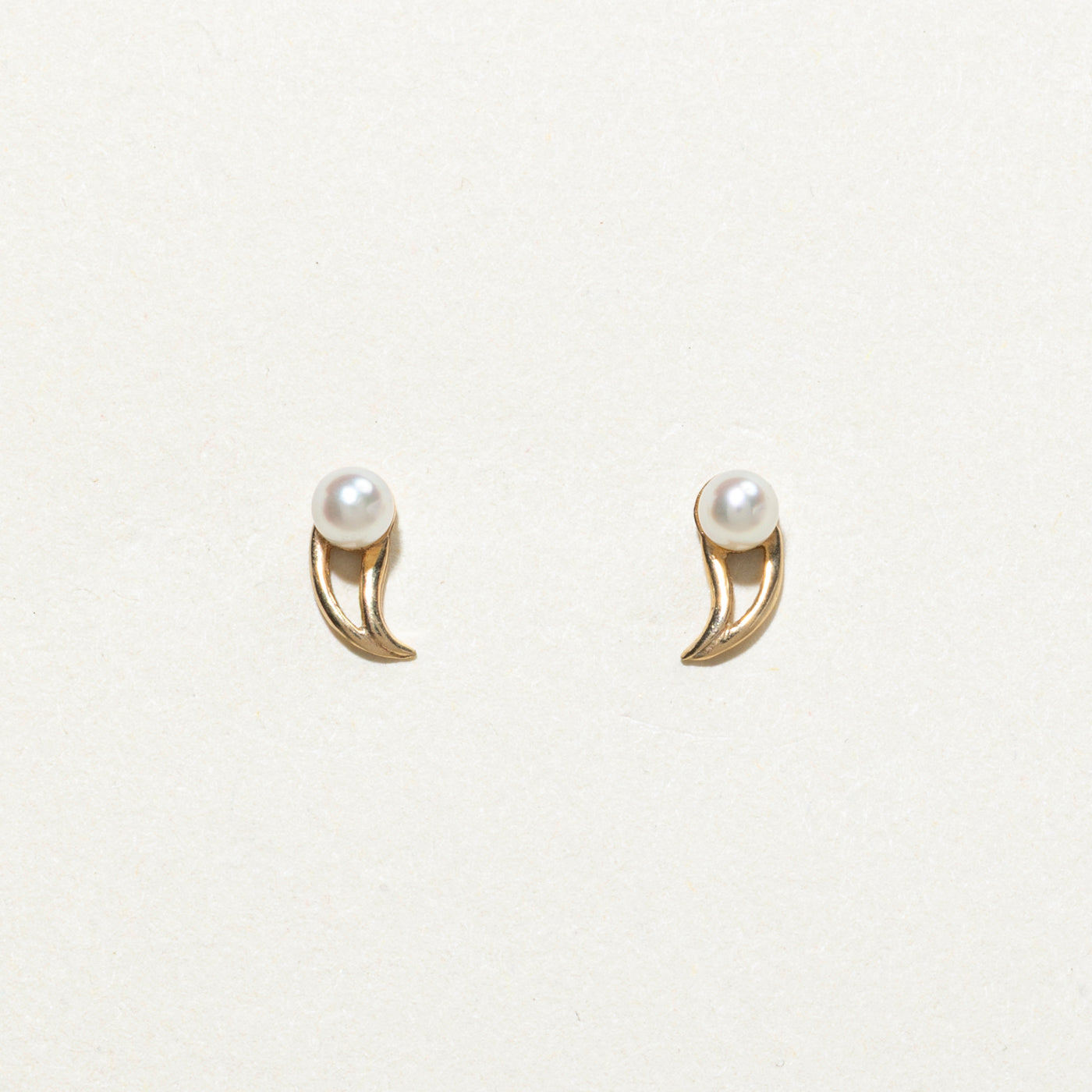 14K Pearl Abstract Stud Earrings