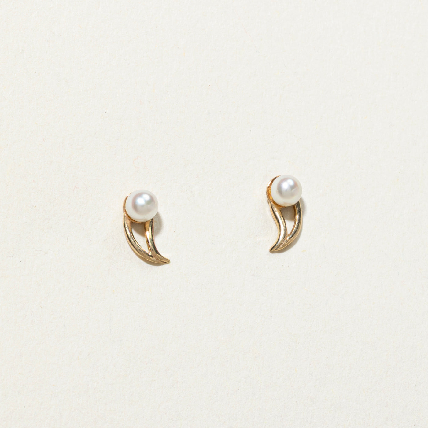 14K Pearl Abstract Stud Earrings