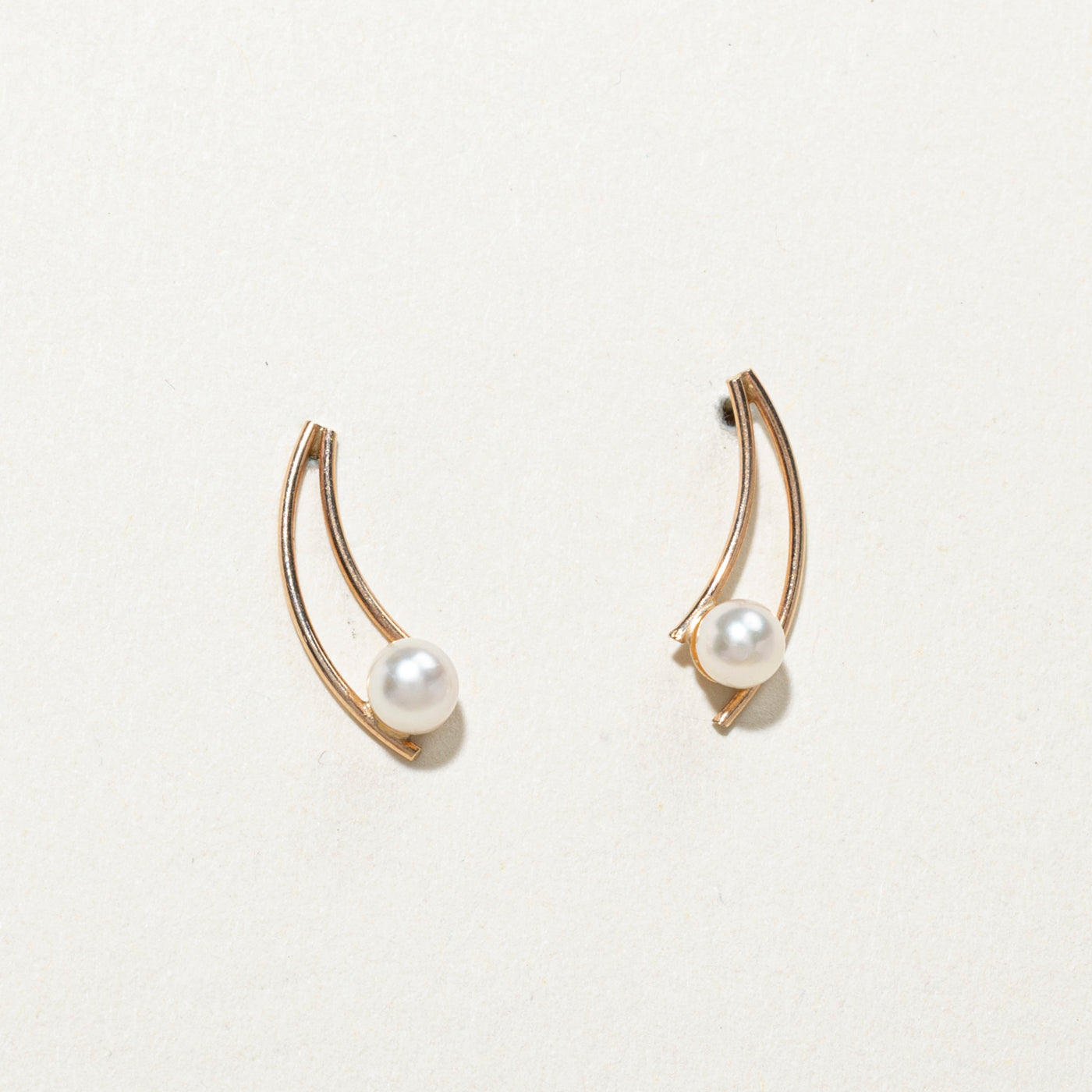 10K Pearl Abstract Stud Earrings