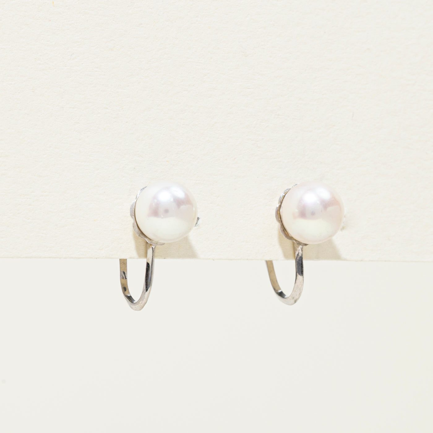 10K Pearl Screw Clip On Stud Earrings