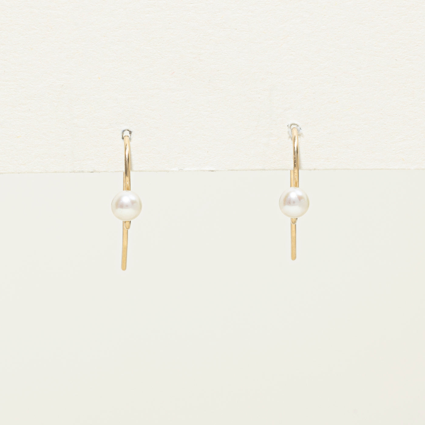 14K Pearl Hook Drop Earrings