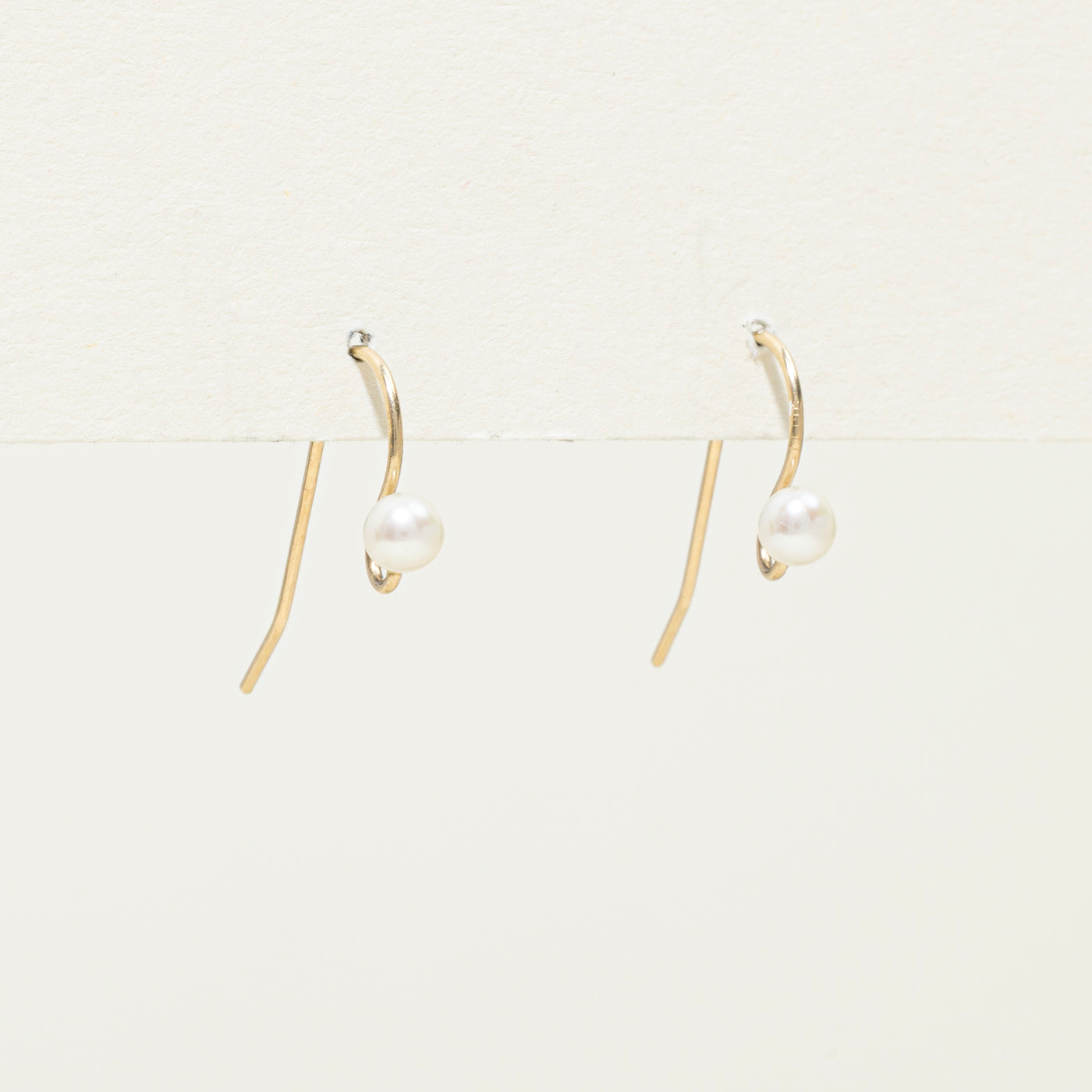 14K Pearl Hook Drop Earrings