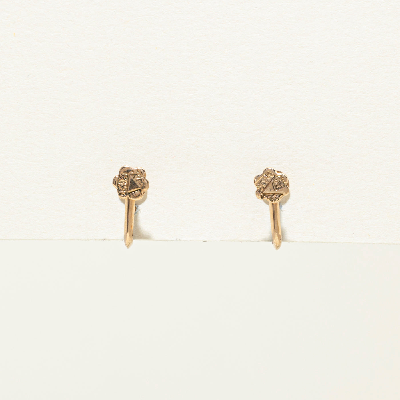 14K Solitaire Pearl Screw Clip On Stud Earrings