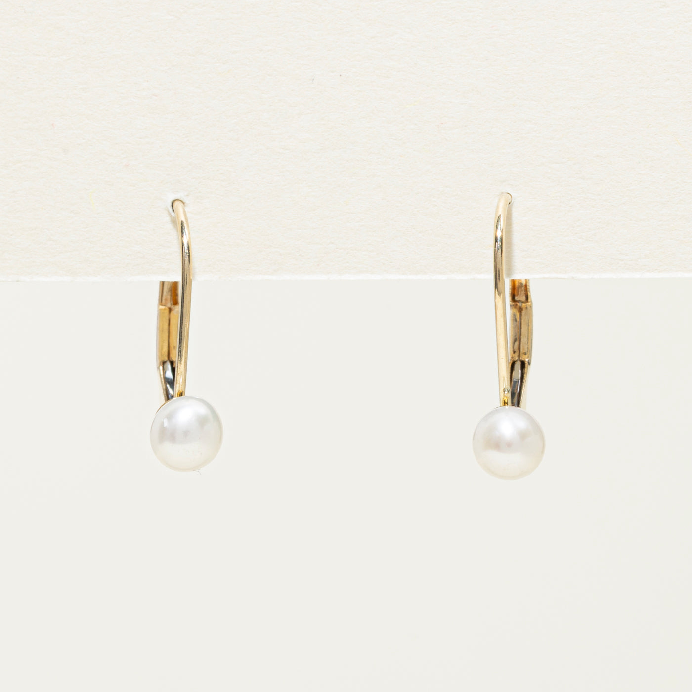 14K Solitaire Pearl Drop Earrings