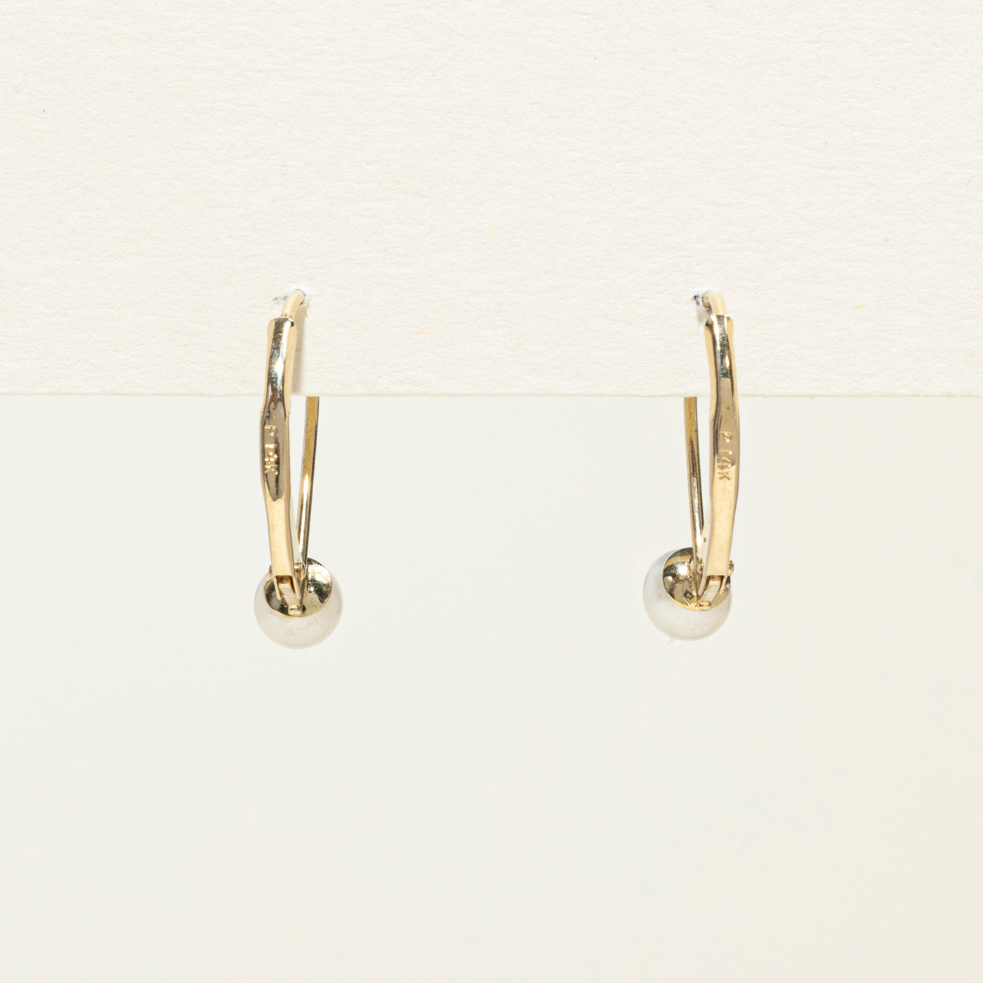 14K Solitaire Pearl Drop Earrings