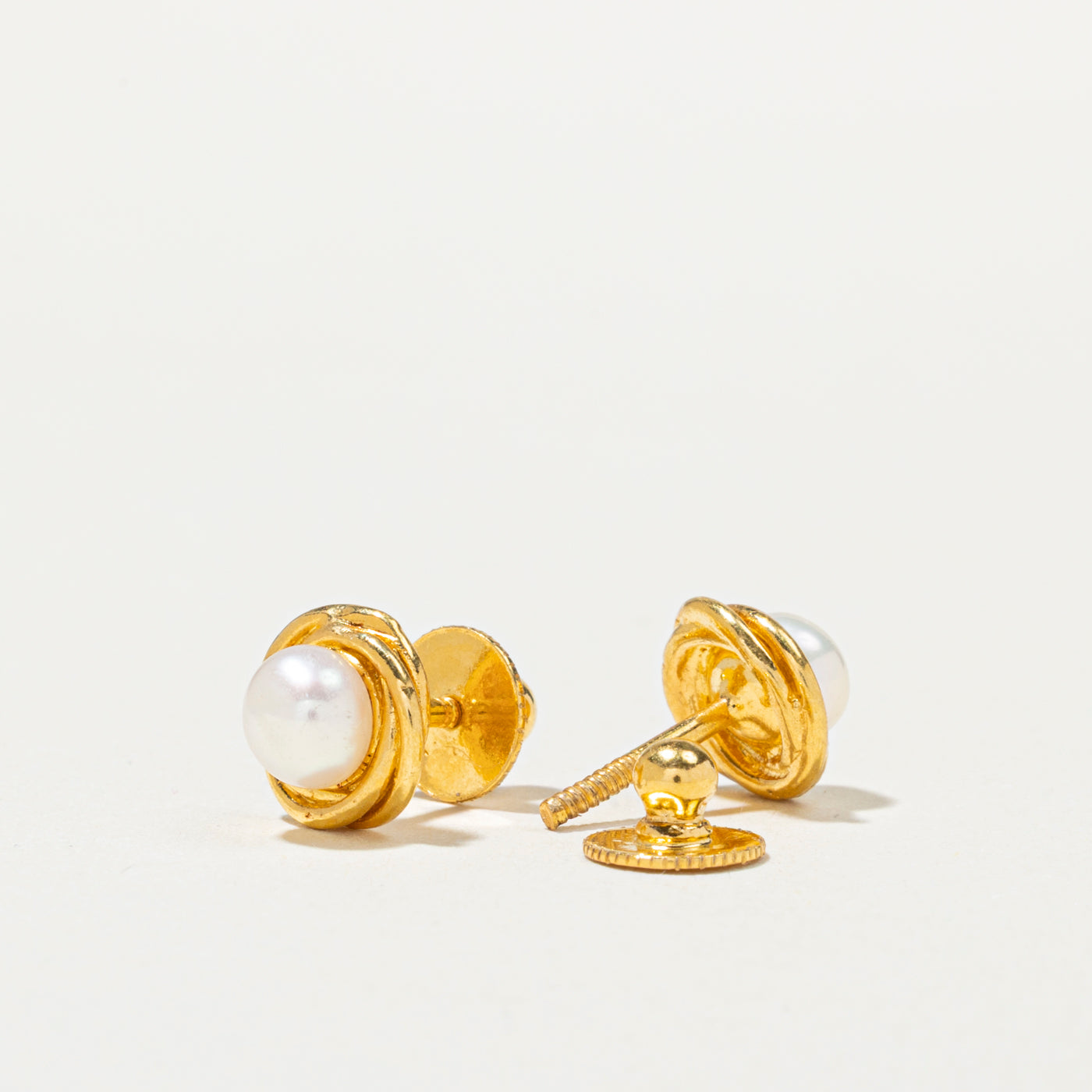 22k Pearl Knot Stud Earrings