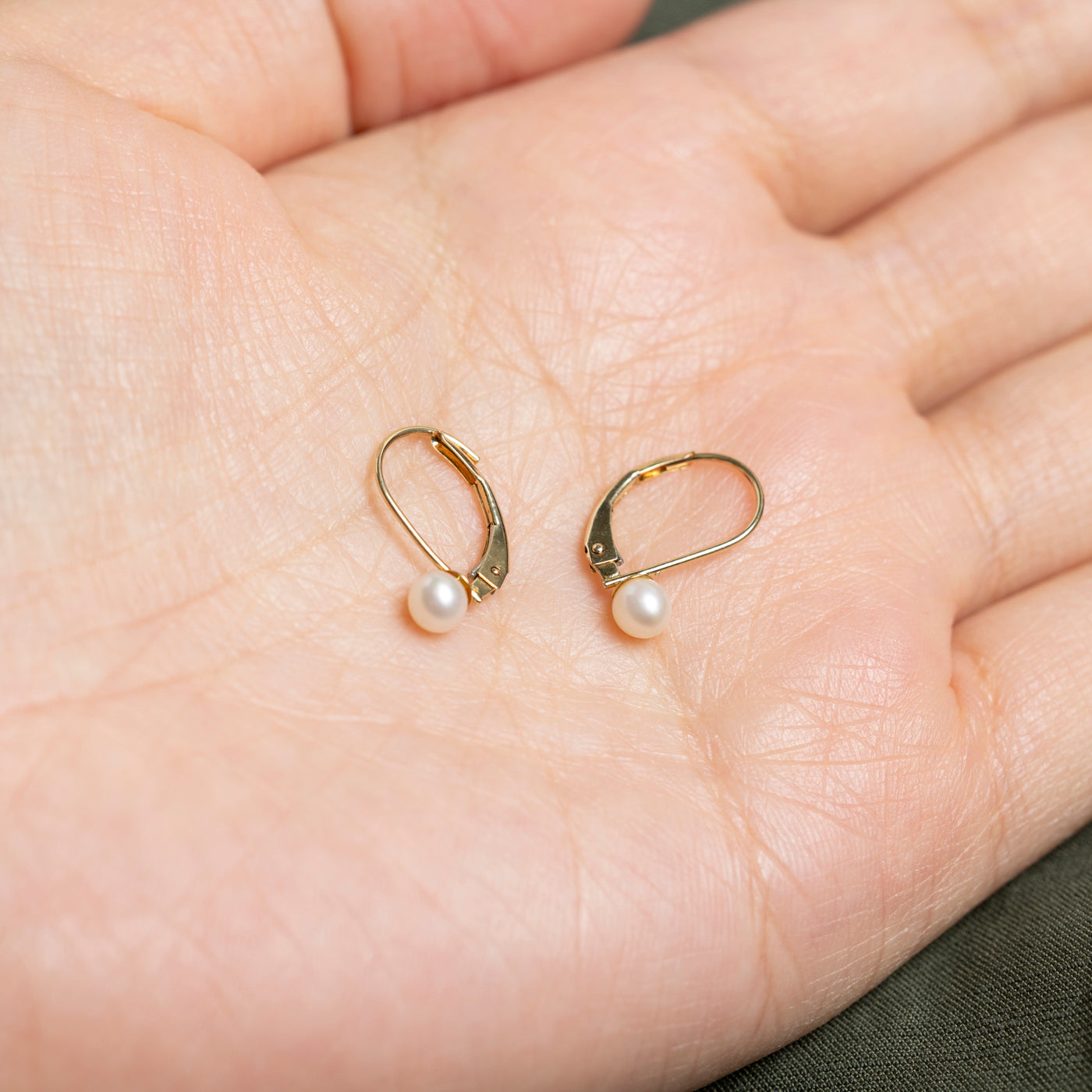 14K Solitaire Pearl Drop Earrings