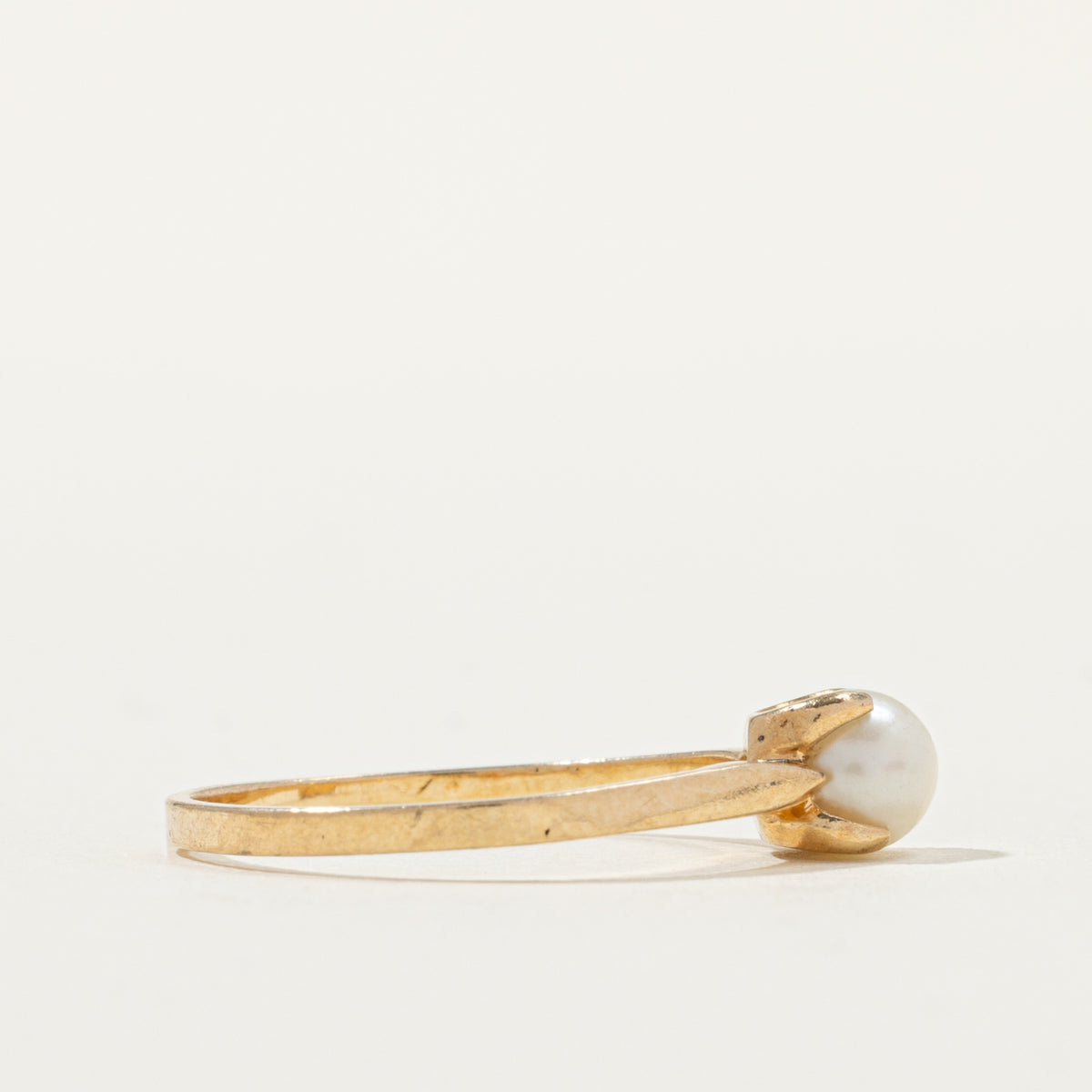10k Solitaire Pearl Ring | SZ 6.25