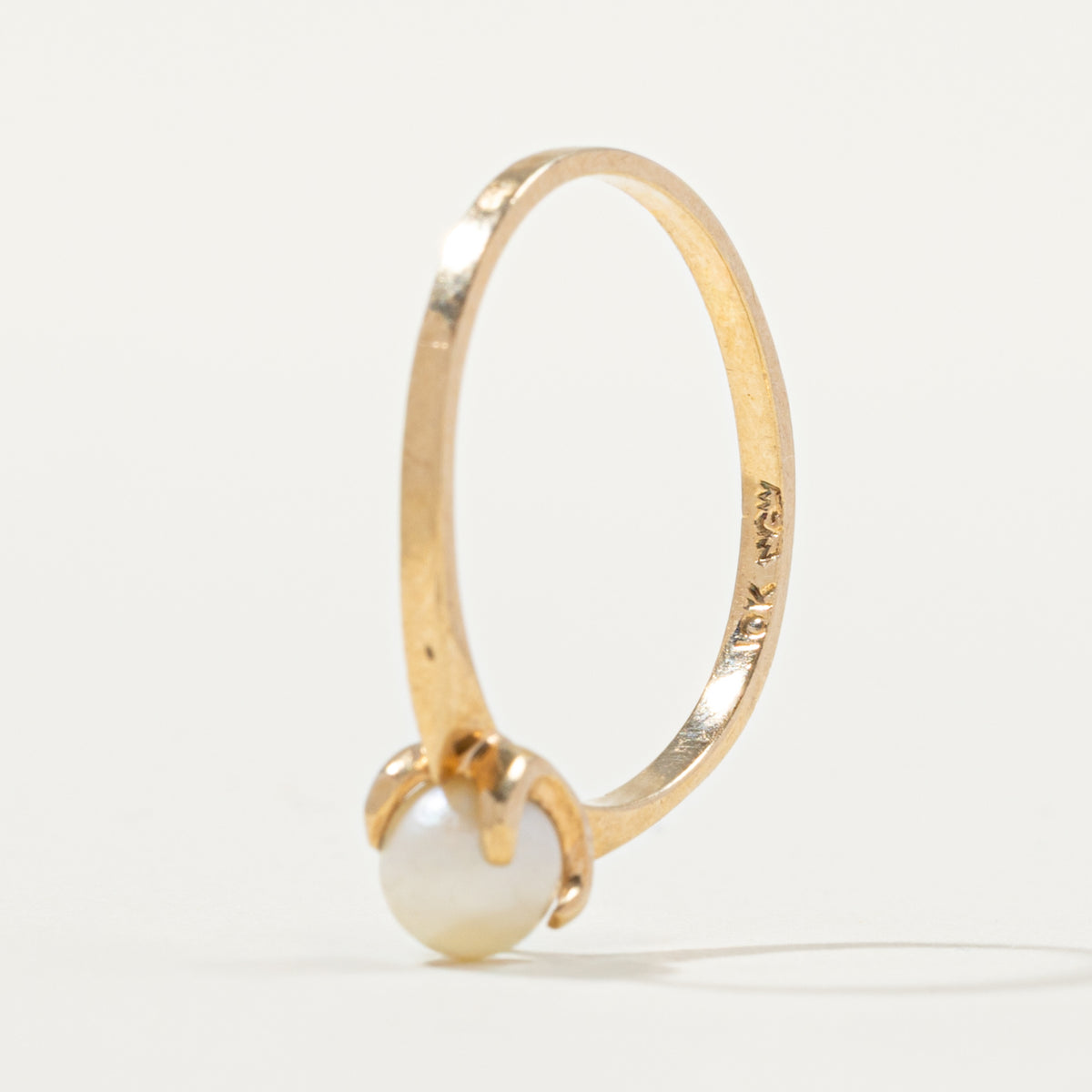 10k Solitaire Pearl Ring | SZ 6.25