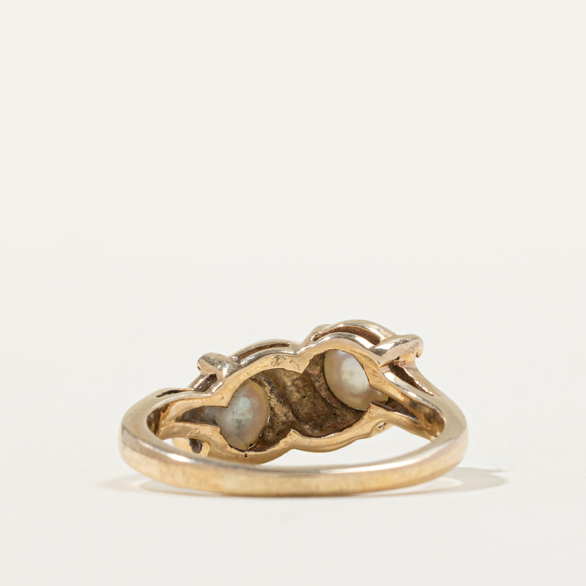 10k Toi et Moi Pearl Textured Bypass Ring | SZ 5.75