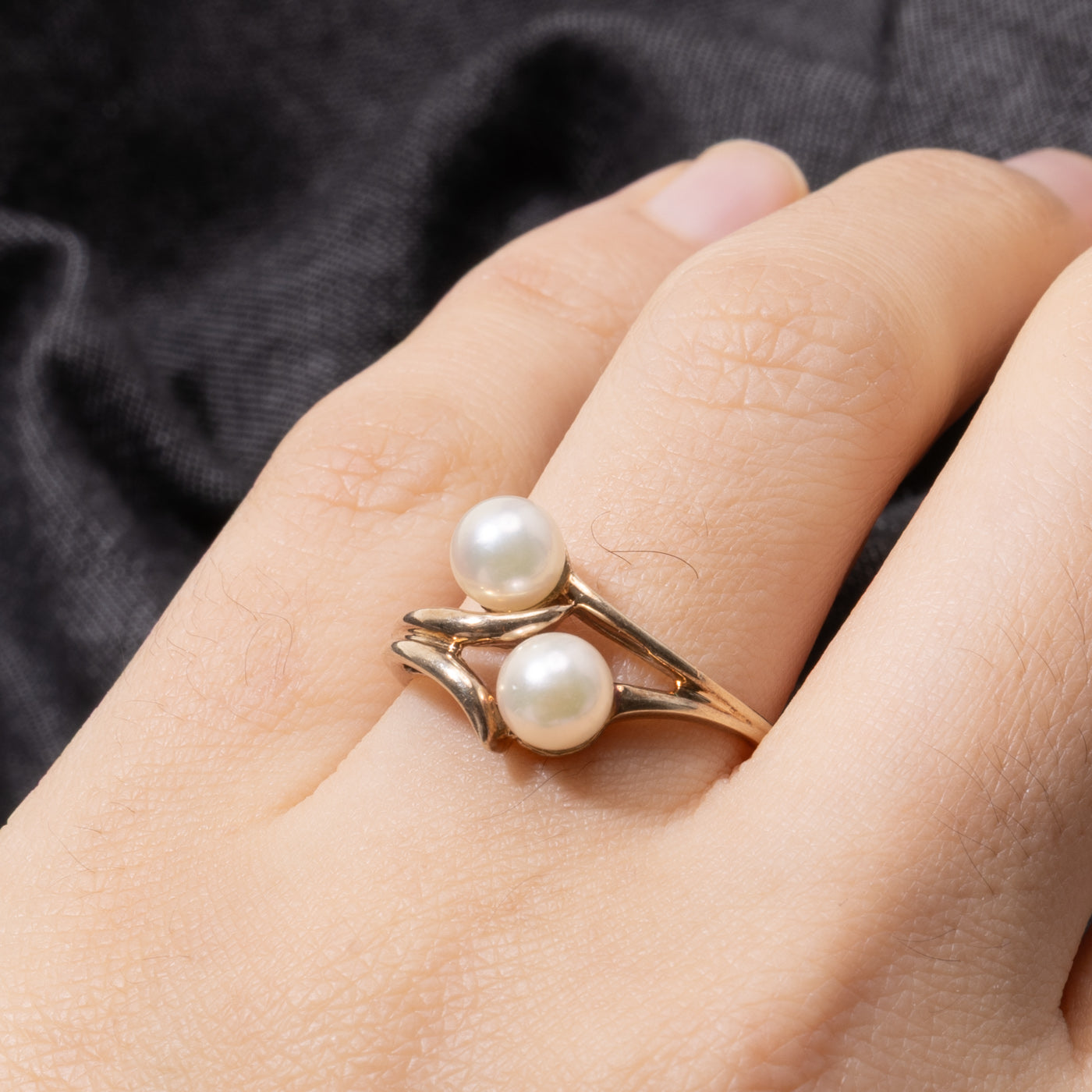 10k Two Stone Pearl Ring | SZ 8.25