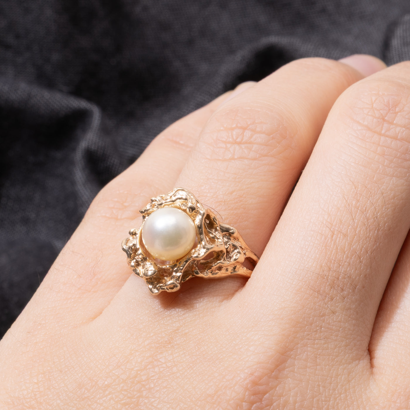 10k Pearl Nuggety Cocktail Ring | SZ 7.75