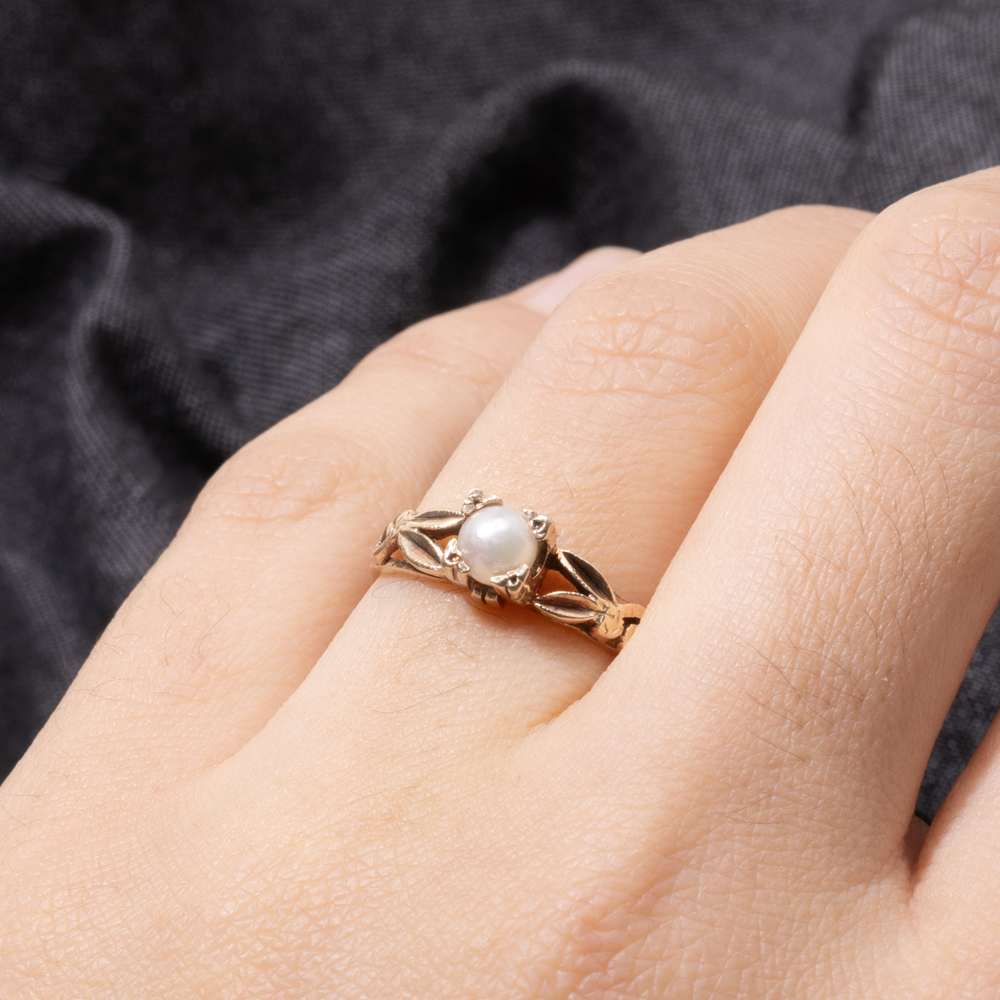 10k Pearl Ornate Detailed Ring | SZ 4.75