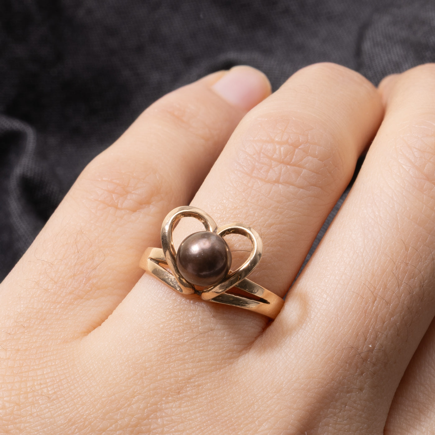14k Black Pearl Heart Ring | SZ 6.75