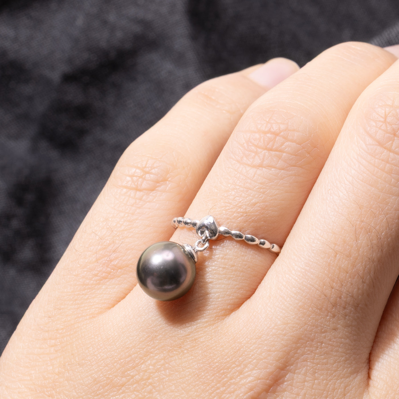 18k Dangling Tahitian Pearl Ring | 1.55mm | SZ 6.5