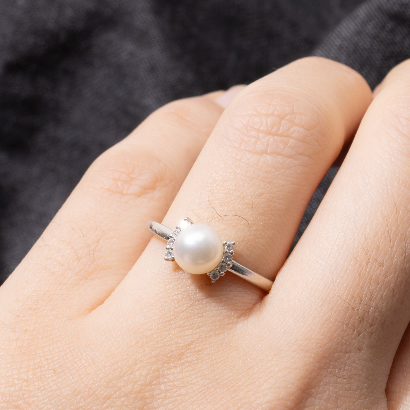 14k Pearl & Diamond Bow Ring | SZ 6.75