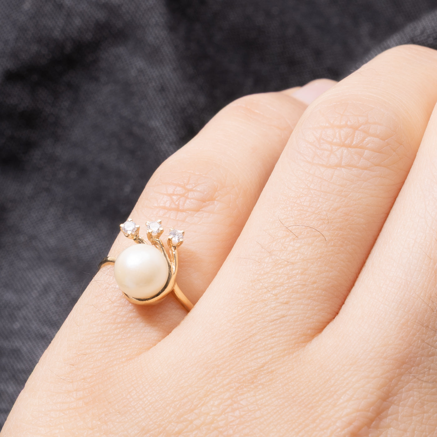 14k Pearl & Diamond Accented Floral Ring | SZ 3.5