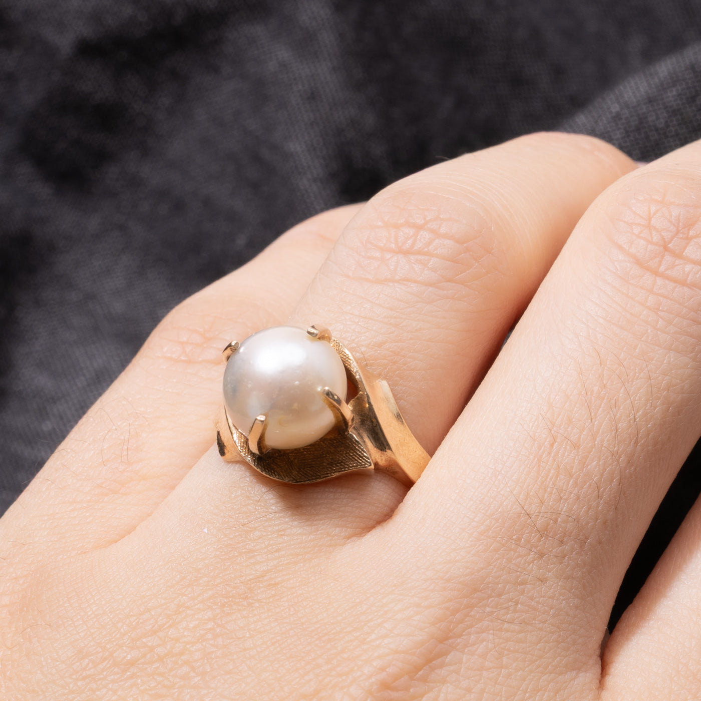 10k Prong Set Pearl Bypass Ring | SZ 6.75