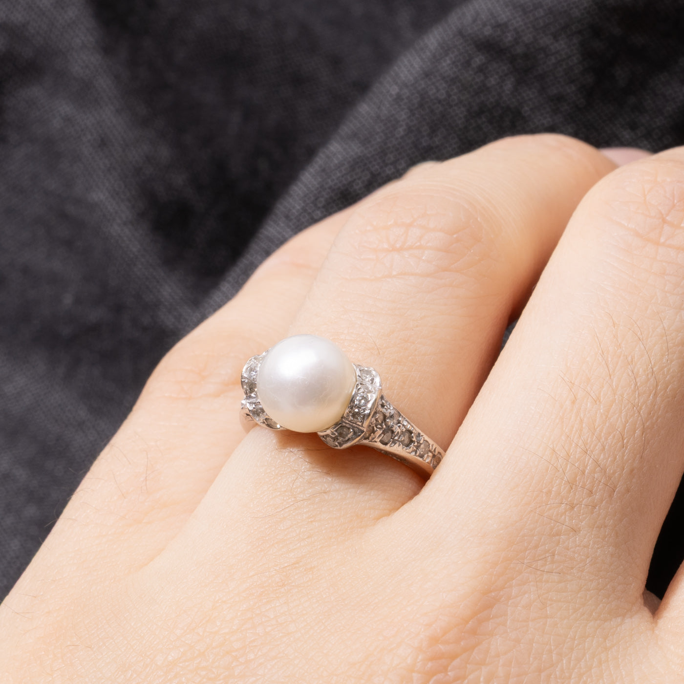 18k Pearl & Diamond Ornate Detailed Ring | SZ 5.25
