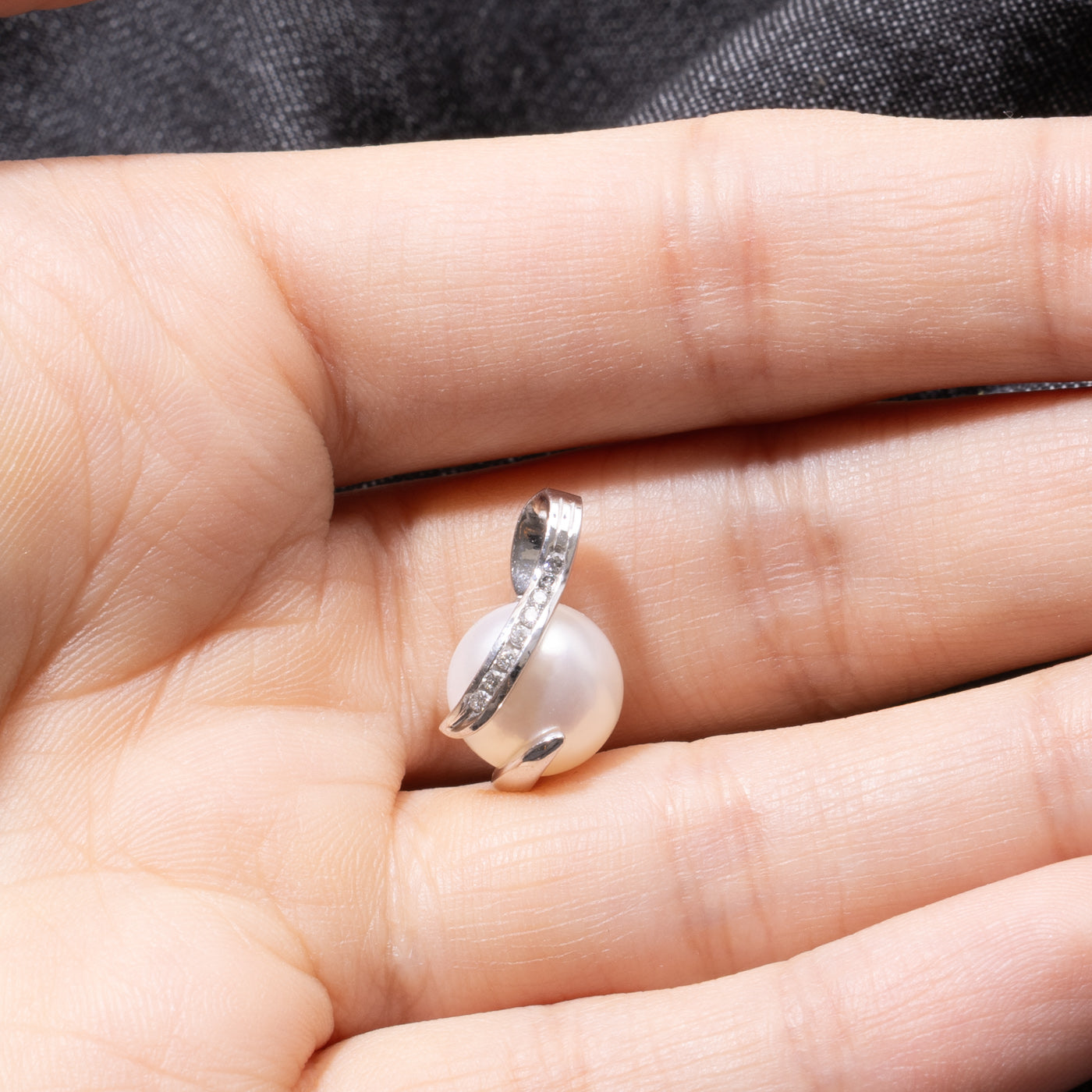 10k Wrapped Pearl & Diamond Pendant
