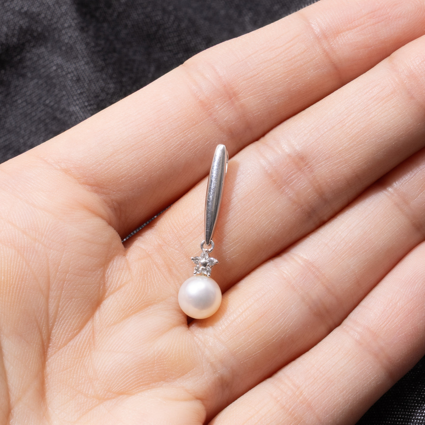 10k Pearl & Diamond Drop Pendant